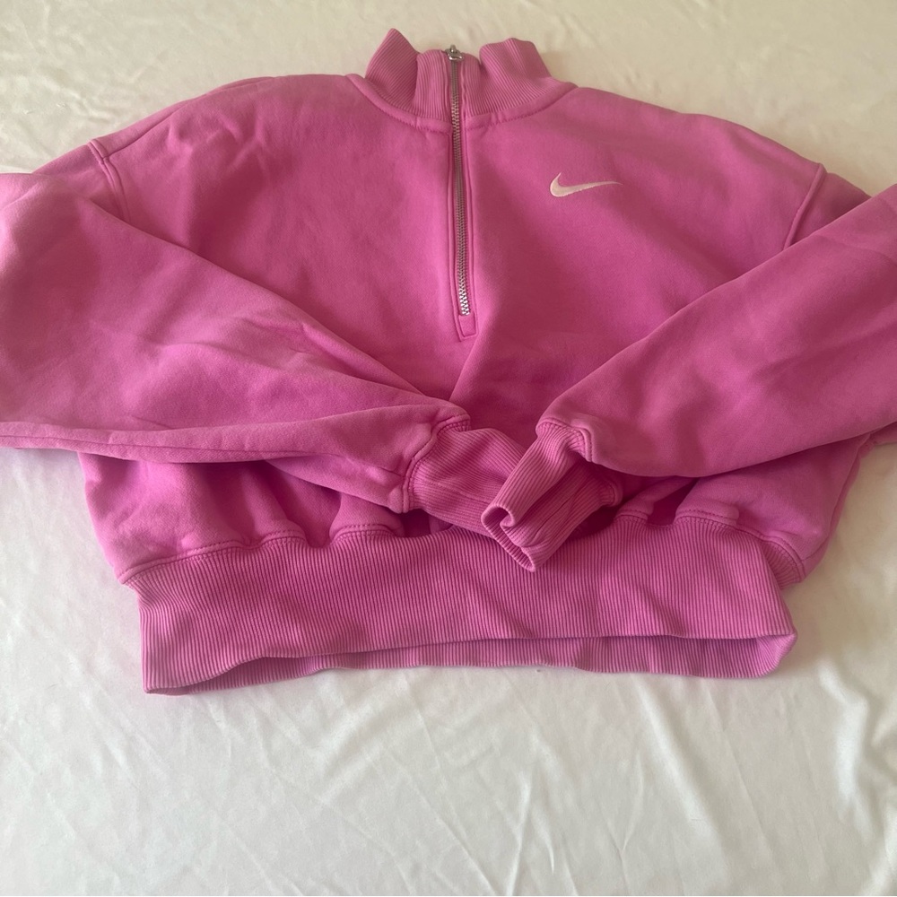 Nike Pink 1/4 Zip Sweatshirt Cropped Pullover XS